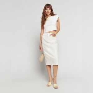 Reformation Jayde High Rise Denim Midi Skirt